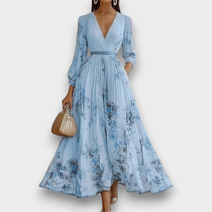 Rowella - Elegante Vestido Largo Plisado Floral