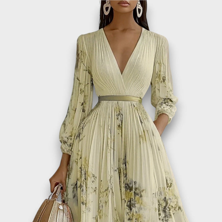 Rowella - Elegante Vestido Largo Plisado Floral