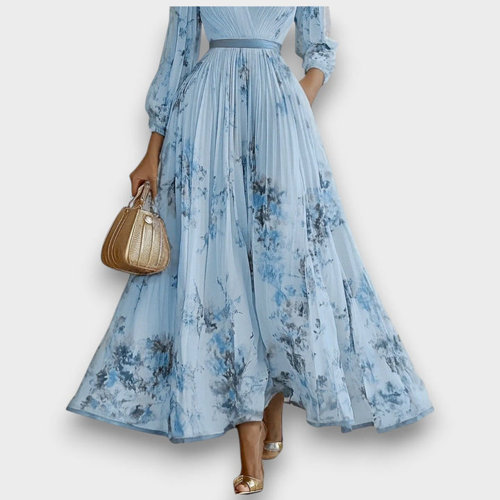 Rowella - Elegante Vestido Largo Plisado Floral