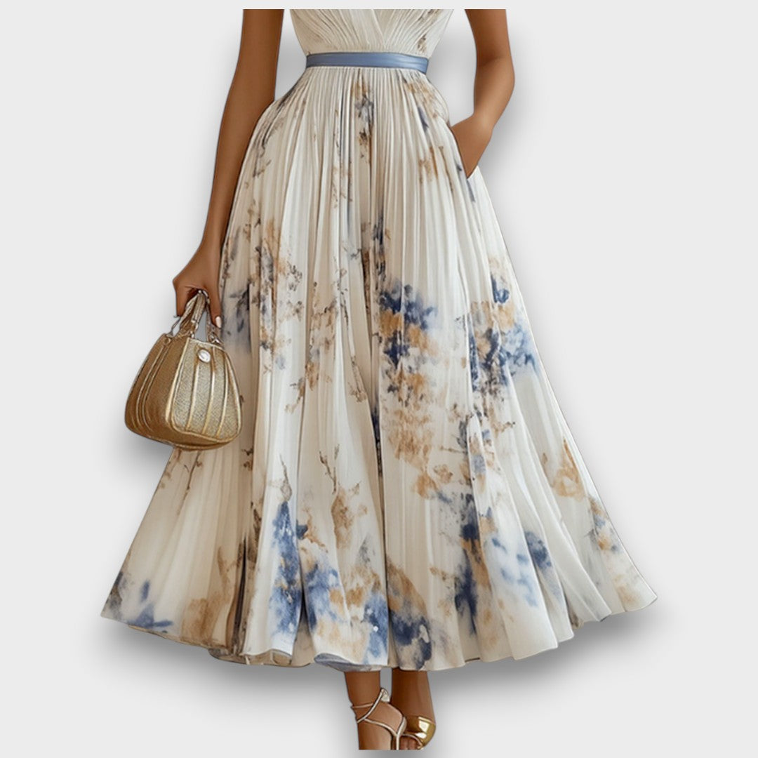 Rowella - Elegante Vestido Largo Plisado Floral