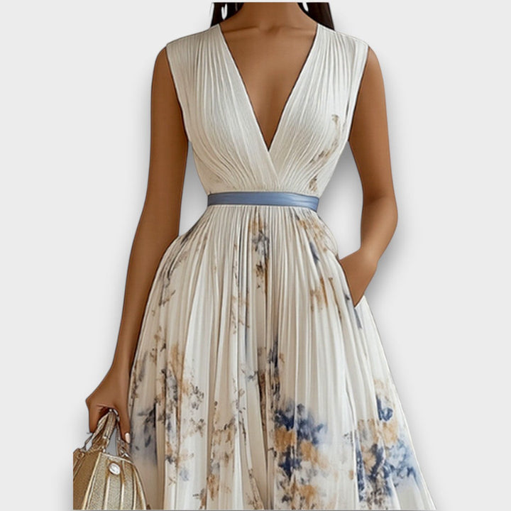 Rowella - Elegante Vestido Largo Plisado Floral