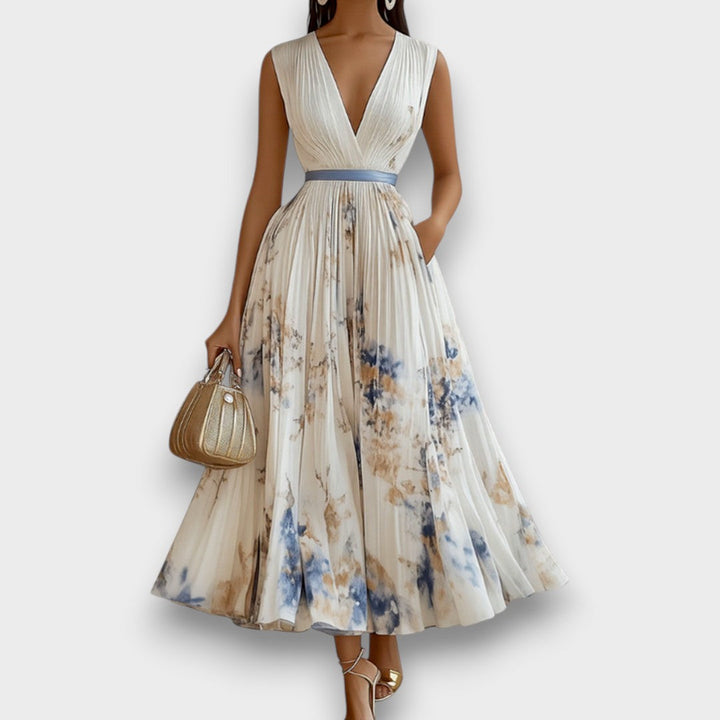 Rowella - Elegante Vestido Largo Plisado Floral