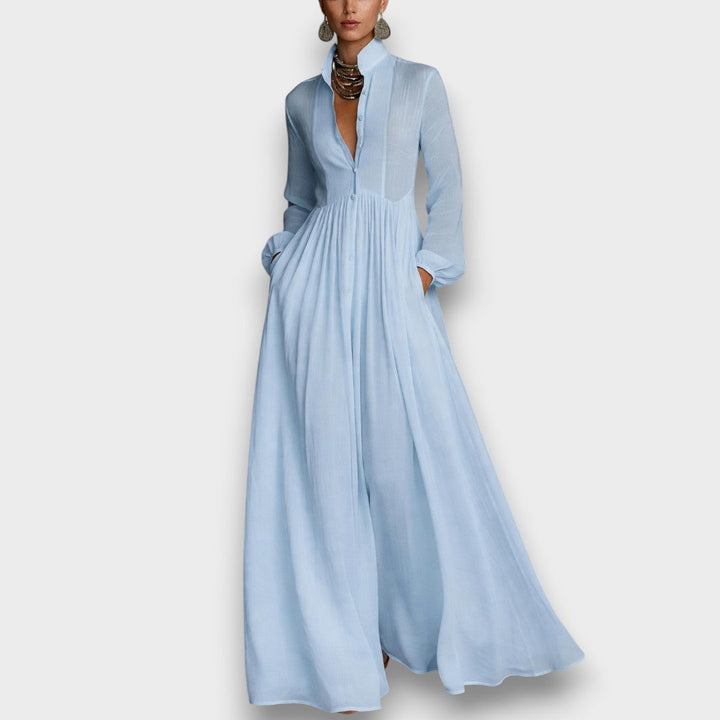 Serena - Vestido Maxi con Botones Frontal Fluidos