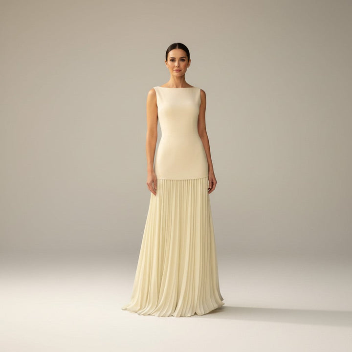Claudia - Vestido largo sin mangas con pliegues